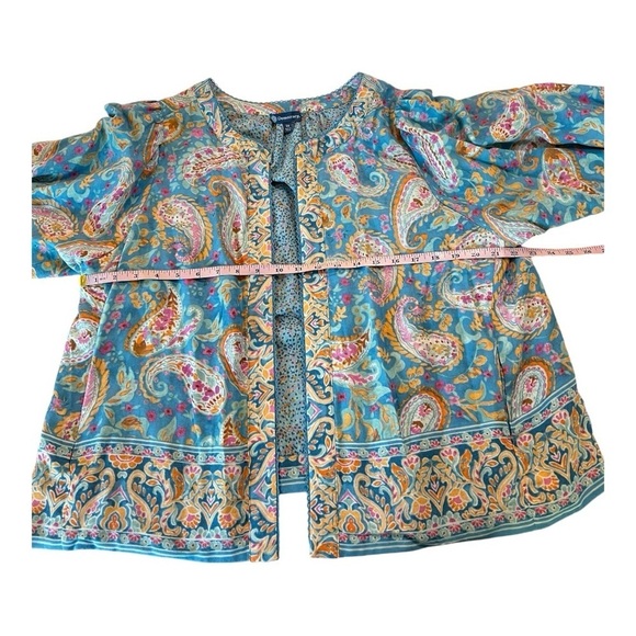 Democracy Plus Size Paisley Print 3/4 Sleeve Reversible Open-Front Jacket NEW - Picture 5 of 16